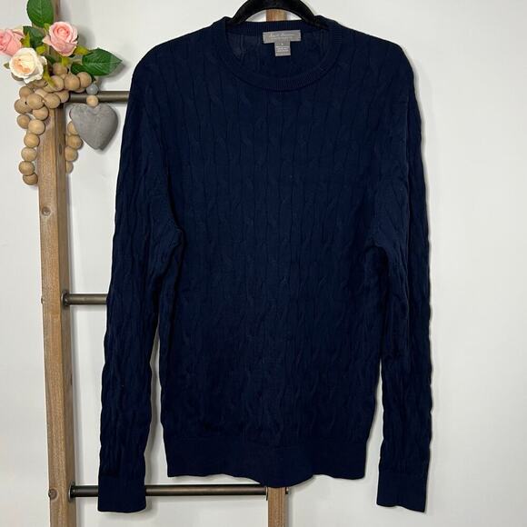 Daniel Cremieux‎ Mens Long Sleeve Navy Wool Sweater Size Large - Picture 3 of 7